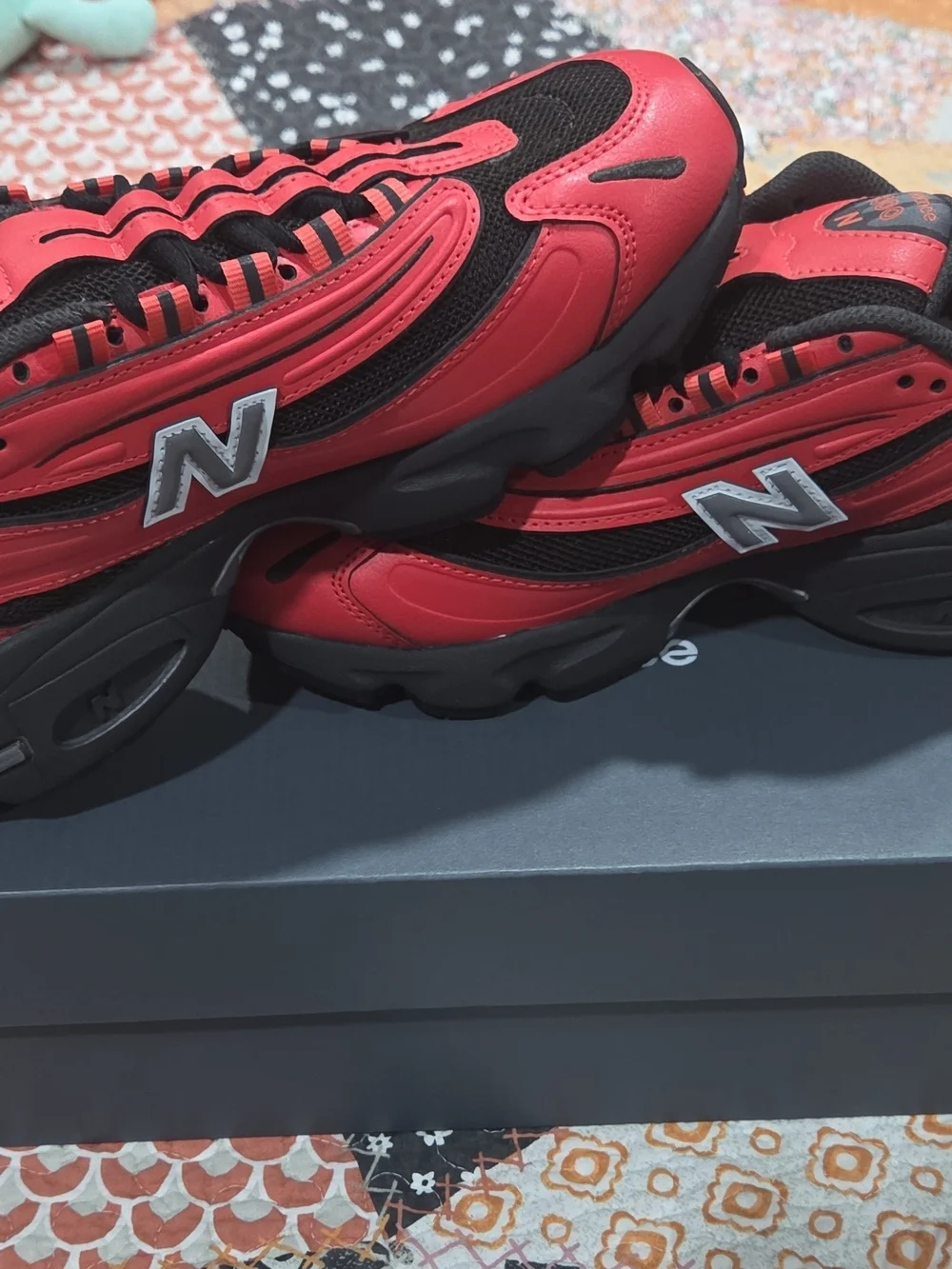 New Balance Red and Black Mens Athletic Sneakers